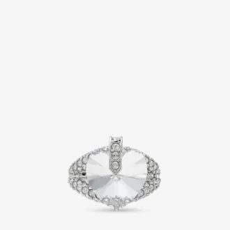 Heart Double Ring met zilveren afwerking en kristallen Heart Double Ring met zilveren afwerking en kristallen