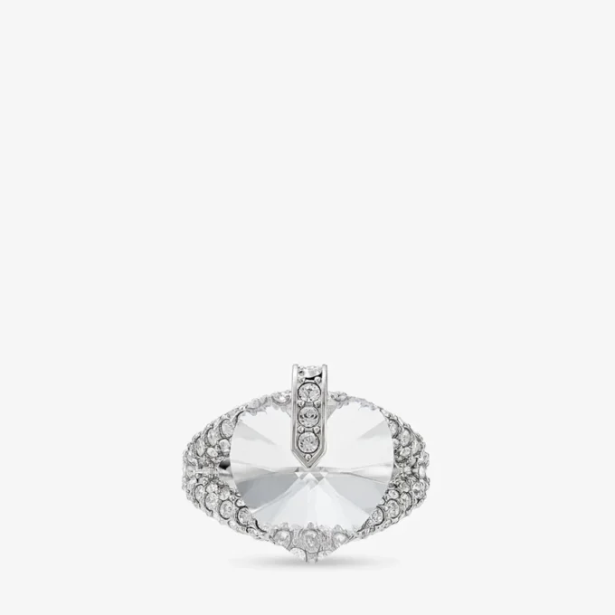 Heart Double Ring met zilveren afwerking en kristallen