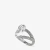 Heart Double Ring met zilveren afwerking en kristallen