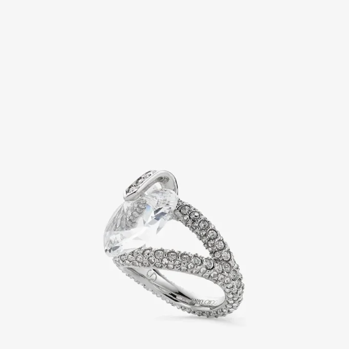 Heart Double Ring met zilveren afwerking en kristallen