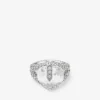 Heart Double Ring met zilveren afwerking en kristallen
