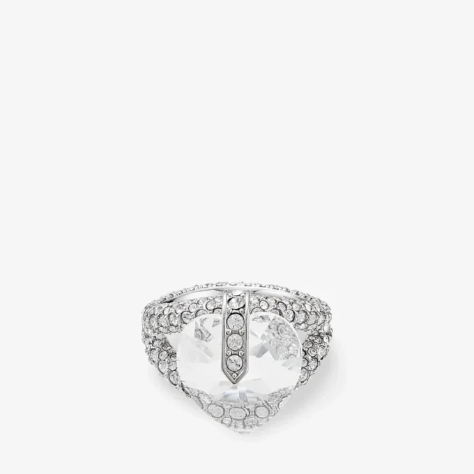 Heart Double Ring met zilveren afwerking en kristallen