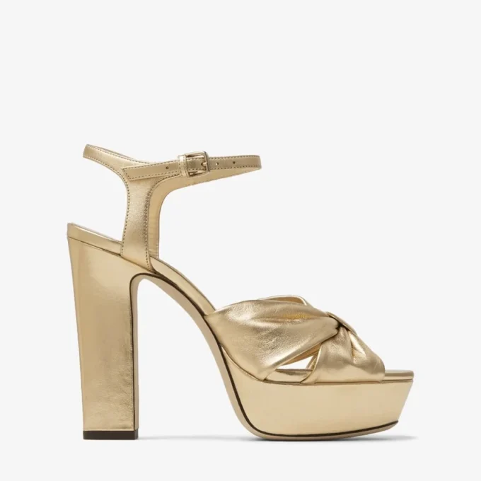 Heloise 120 Goudkleurige metallic nappalederen plateausandalen Heloise 120 Goudkleurige metallic nappalederen plateausandalen