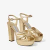 Heloise 120 Goudkleurige metallic nappalederen plateausandalen Heloise 120 Goudkleurige metallic nappalederen plateausandalen