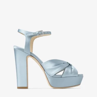 Heloise 120 IJsblauwe satijnen plateausandalen