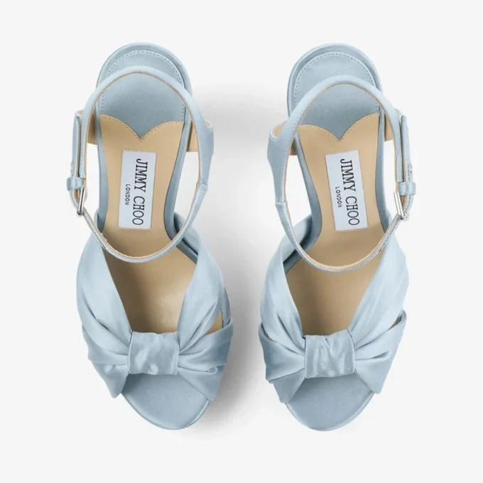 Heloise 120 IJsblauwe satijnen plateausandalen Heloise 120 IJsblauwe satijnen plateausandalen