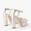 Heloise 120 ivoorkleurige satijnen plateausandalen Heloise 120 ivoorkleurige satijnen plateausandalen