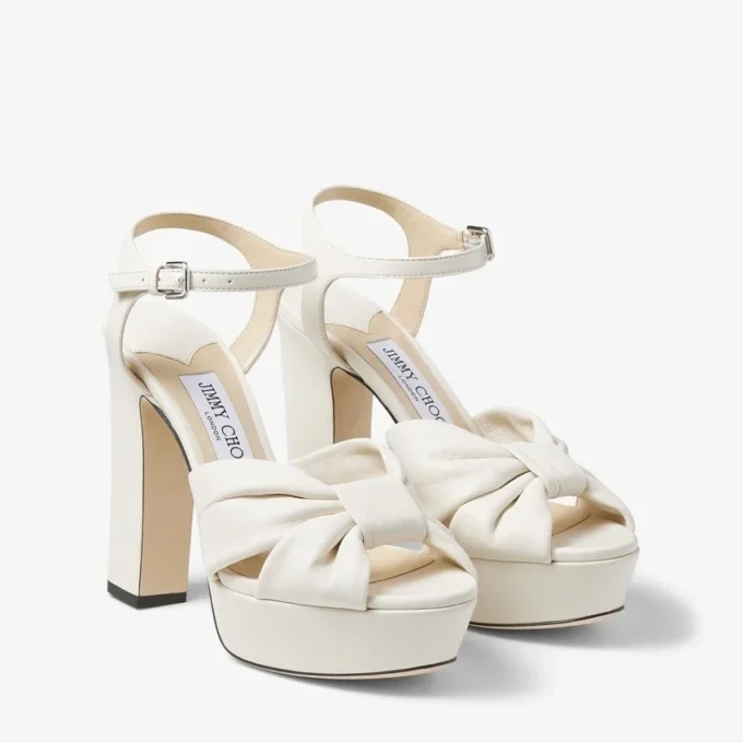 Heloise 120 Latte Nappa-leren plateausandalen Heloise 120 Latte Nappa-leren plateausandalen