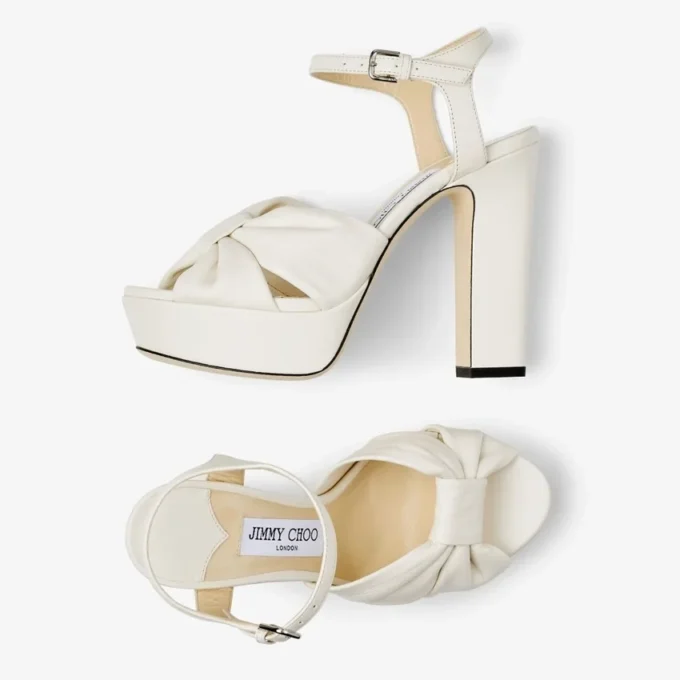 Heloise 120 Latte Nappa-leren plateausandalen Heloise 120 Latte Nappa-leren plateausandalen