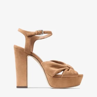 Heloise 120 Toffee suède plateausandalen