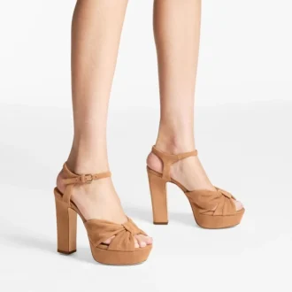 Heloise 120 Toffee suède plateausandalen