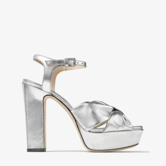Heloise 120 Zilver metallic nappaleer plateausandalen