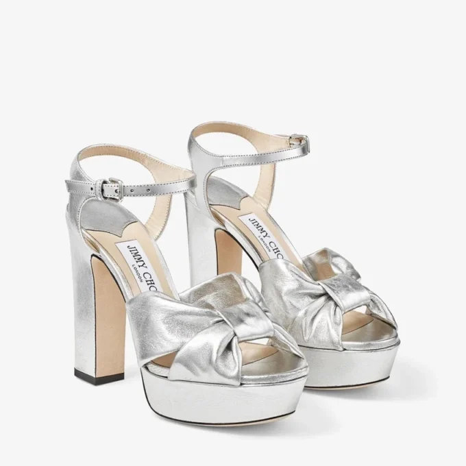 Heloise 120 Zilver metallic nappaleer plateausandalen Heloise 120 Zilver metallic nappaleer plateausandalen