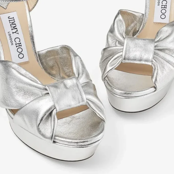 Heloise 120 Zilver metallic nappaleer plateausandalen Heloise 120 Zilver metallic nappaleer plateausandalen