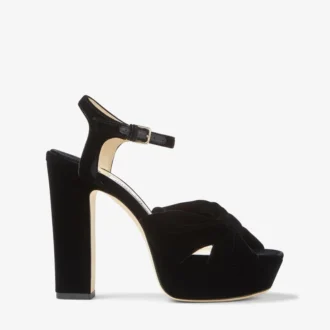 Heloise 120 Zwarte fluwelen plateausandalen