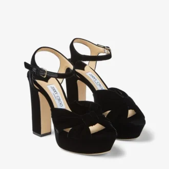 Heloise 120 Zwarte fluwelen plateausandalen