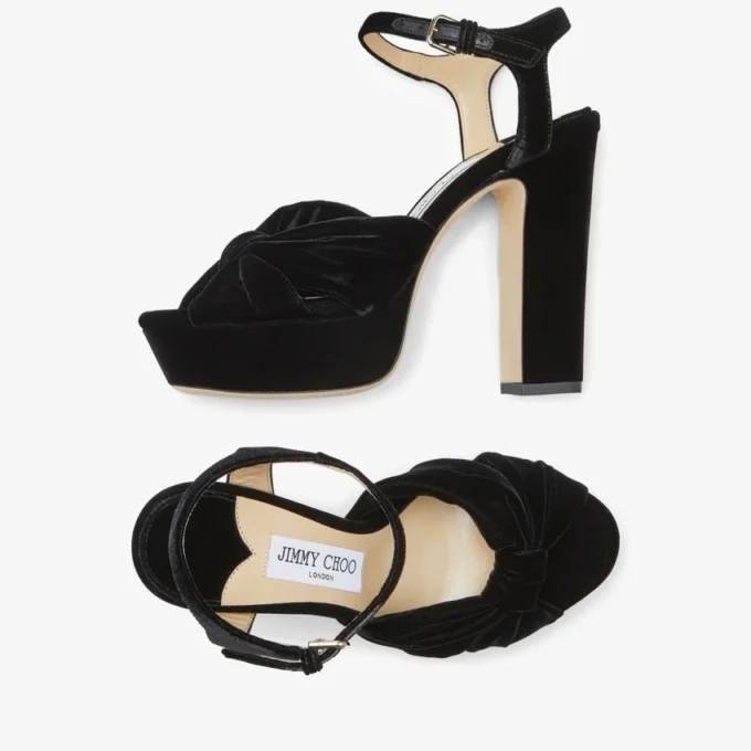 Heloise 120 Zwarte fluwelen plateausandalen Heloise 120 Zwarte fluwelen plateausandalen