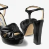 Heloise 120 Zwarte platform sandalen van nappaleer Heloise 120 Zwarte platform sandalen van nappaleer