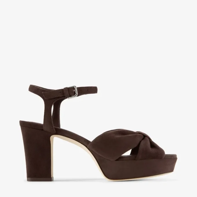 Heloise 80 Chocoladebruine suède plateausandalen Heloise 80 Chocoladebruine suède plateausandalen