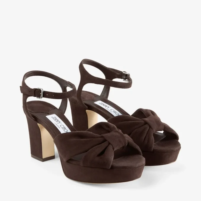 Heloise 80 Chocoladebruine suède plateausandalen Heloise 80 Chocoladebruine suède plateausandalen