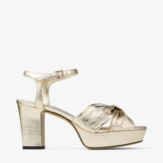 Heloise 80 gouden vintage metallic leren plateausandalen