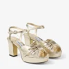 Heloise 80 gouden vintage metallic leren plateausandalen Heloise 80 gouden vintage metallic leren plateausandalen