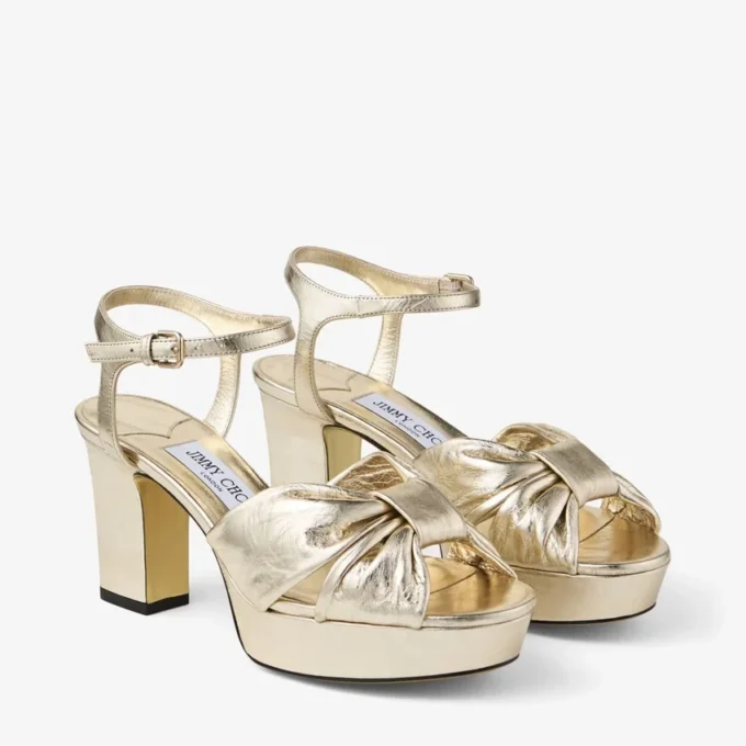 Heloise 80 gouden vintage metallic leren plateausandalen Heloise 80 gouden vintage metallic leren plateausandalen