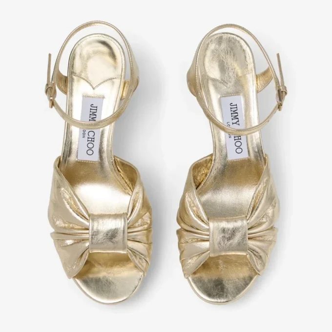 Heloise 80 gouden vintage metallic leren plateausandalen Heloise 80 gouden vintage metallic leren plateausandalen