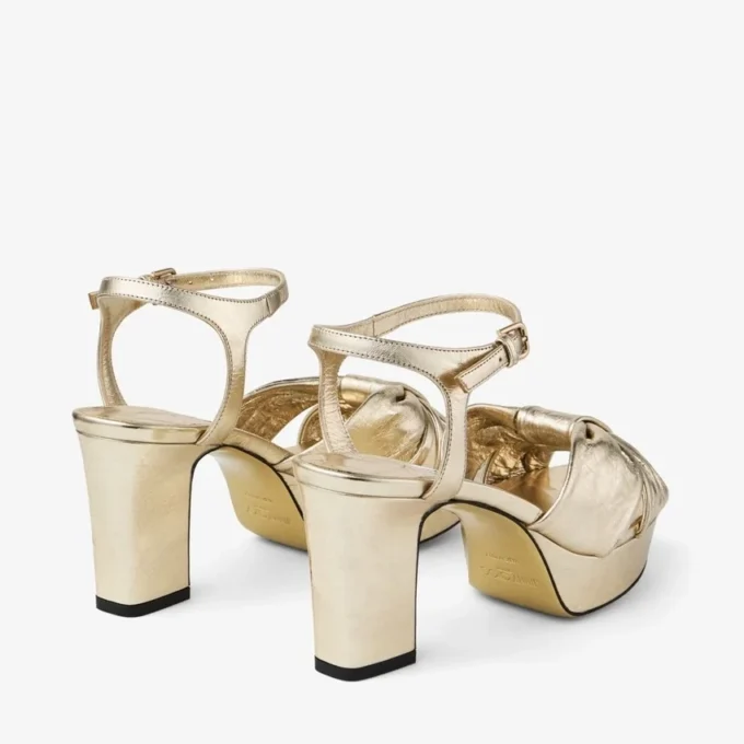 Heloise 80 gouden vintage metallic leren plateausandalen Heloise 80 gouden vintage metallic leren plateausandalen