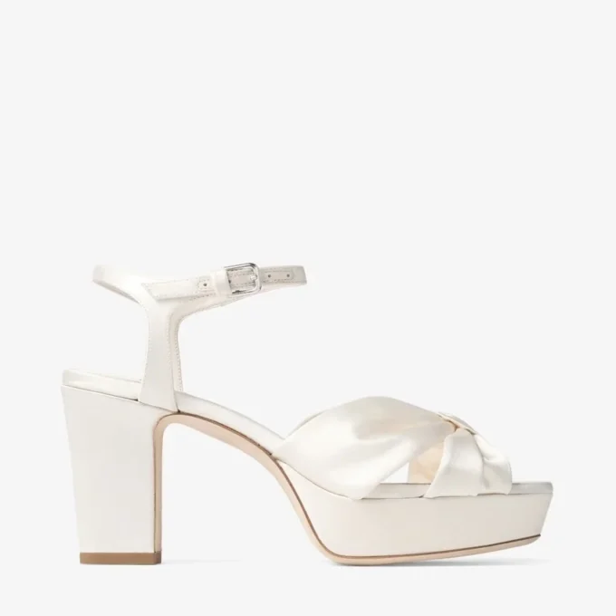 Heloise 80 ivoorkleurige satijnen sandalen Heloise 80 ivoorkleurige satijnen sandalen