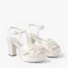 Heloise 80 ivoorkleurige satijnen sandalen Heloise 80 ivoorkleurige satijnen sandalen