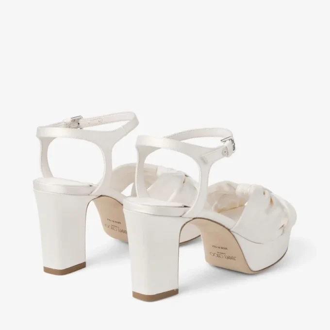 Heloise 80 ivoorkleurige satijnen sandalen Heloise 80 ivoorkleurige satijnen sandalen
