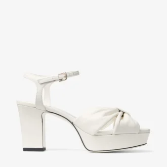 Heloise 80 Latte platform sandalen van nappaleer
