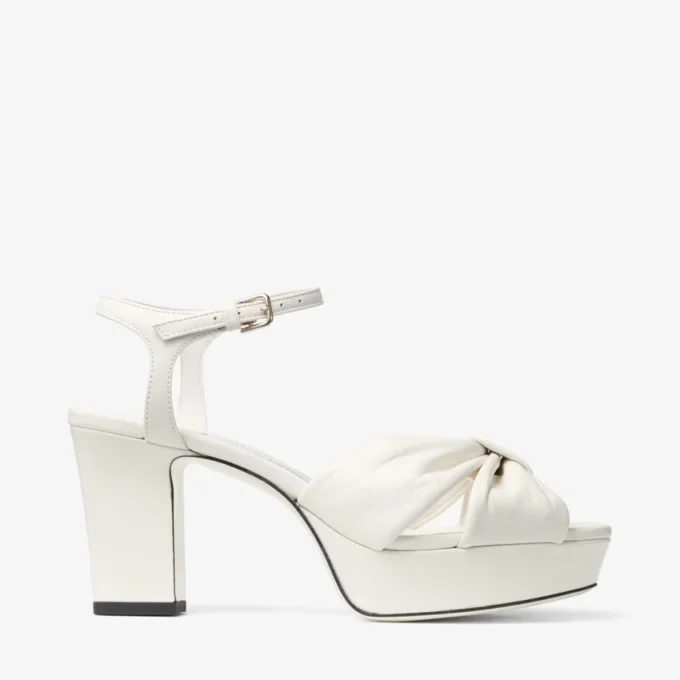 Heloise 80 Latte platform sandalen van nappaleer Heloise 80 Latte platform sandalen van nappaleer