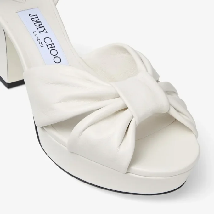 Heloise 80 Latte platform sandalen van nappaleer Heloise 80 Latte platform sandalen van nappaleer