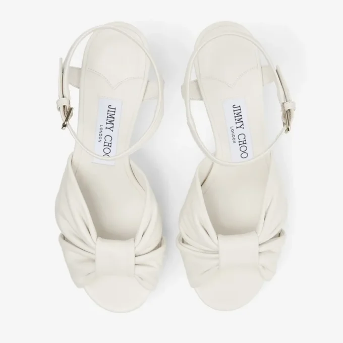 Heloise 80 Latte platform sandalen van nappaleer Heloise 80 Latte platform sandalen van nappaleer