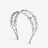 Hoofdband met dubbele rij, zilverkleurige kristallen hoofdband