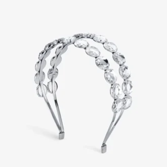 Hoofdband met dubbele rij, zilverkleurige kristallen hoofdband Hoofdband met dubbele rij, zilverkleurige kristallen hoofdband