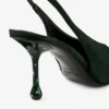 Isa 80 Brits groene suède slingbacks met gestippelde hakken Isa 80 Brits groene suède slingbacks met gestippelde hakken