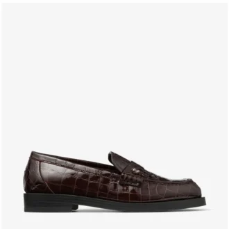 Ivy Loafer Sambuco glanzende loafers van leer met krokodillenreliëf
