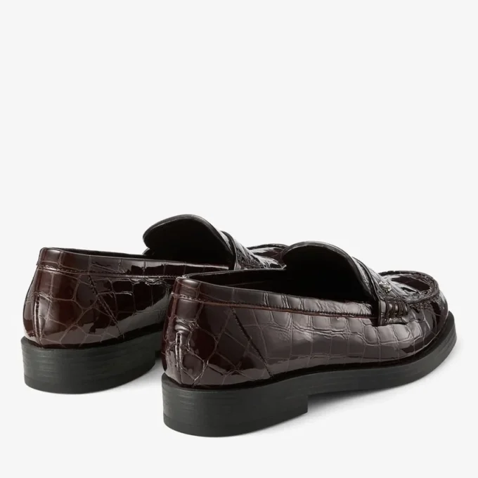 Ivy Loafer Sambuco glanzende loafers van leer met krokodillenreliëf
