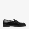 Ivy Loafer Zwarte loafers van leer met krokodillenreliëf