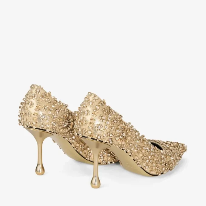 Ixia 80 Gold Mix metallic nappaleren pumps met kristallen borduursel Ixia 80 Gold Mix metallic nappaleren pumps met kristallen borduursel