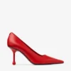 Ixia 80 robijnrode leren pumps