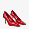 Ixia 80 robijnrode leren pumps