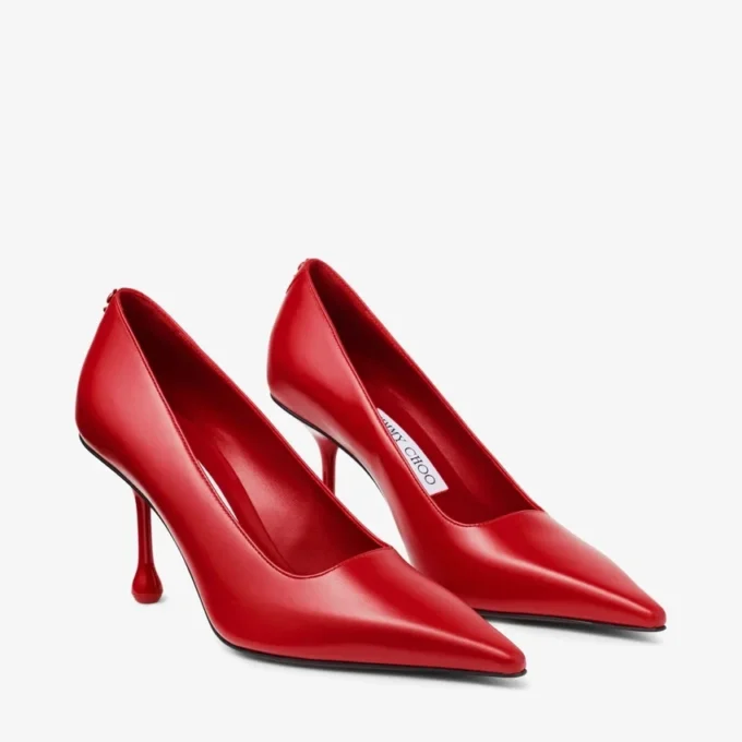 Ixia 80 robijnrode leren pumps