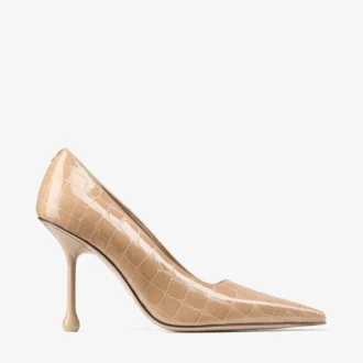 Ixia 95 Chai glanzende pumps van leer met krokodillenreliëf