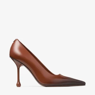 Ixia 95 cognackleurige pumps van gespoten spazzolato-leer