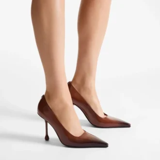 Ixia 95 cognackleurige pumps van gespoten spazzolato-leer