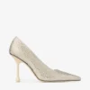 Ixia 95 gele satijnen pumps met strass-steentjes Ixia 95 gele satijnen pumps met strass-steentjes